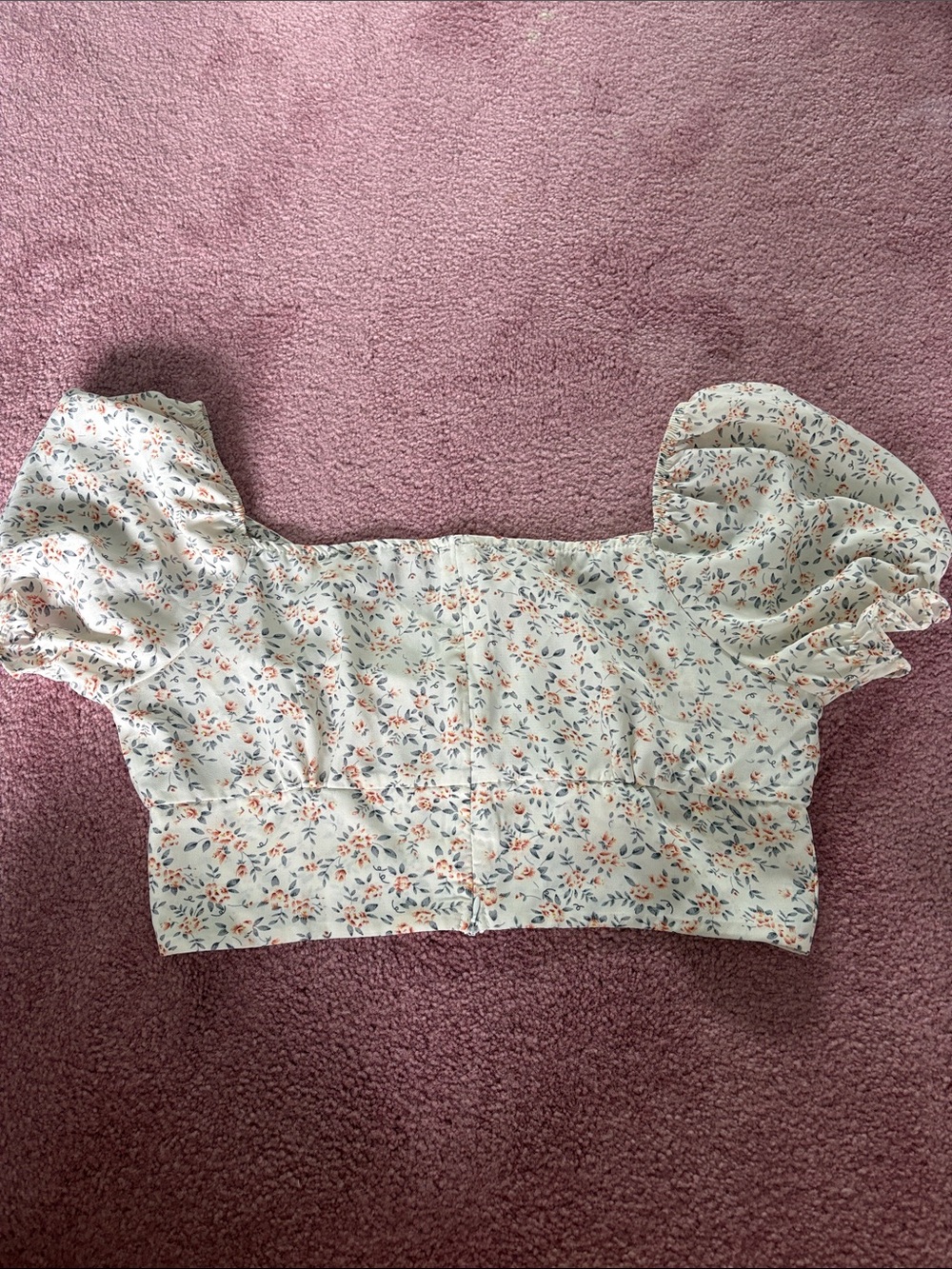 SHEIN Cottagecore Floral Puff Sleeve Crop Top Size Large - Picture 6 of 9